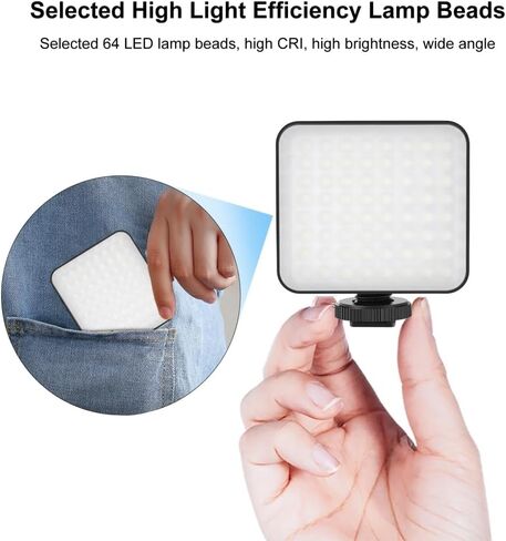 Puluz 100 LED Video Light ، 5W 3-Color Terfere Dimmable (2900K-6500K) ملء ضوء الكاميرا مع بطارية حذاء بارد USB-C/AA مدعوم من DSLR Camcorder Vlogging Macro الفوتوغرافي in Saudi Arabia