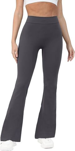 Women's Flare Yoga Pants High Waisted Butt Lifting Crossover Leggings Workout Running Pants in Saudi Arabia