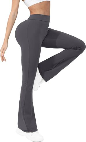 Women's Flare Yoga Pants High Waisted Butt Lifting Crossover Leggings Workout Running Pants in Saudi Arabia