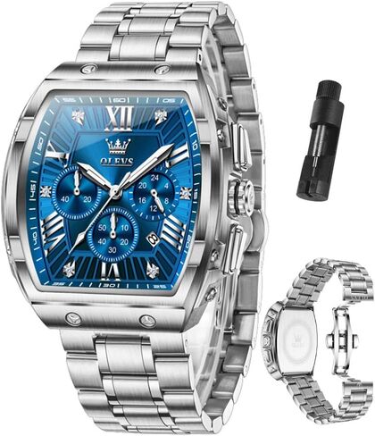 OLEVS Watches for Men Luxury Big Face Stainless Steel Mens Watches Classic Waterproof Analog Quartz Men's Wrist Watch with Date Multifunction Chronograph Dress Watch for Men Relojes para Hombres in Saudi Arabia