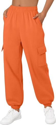 Trendy Queen Womens Cargo Sweatpants Oversized Fleece Joggers Baggy Athletic Pants with Pocket in Saudi Arabia