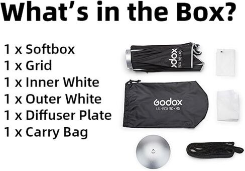 Godox UL-Box 60x90 Centimeters / 24x35 Inches Quick Release Umbrella Softbox – Compact Rectangular Softbox with Diffusers & Fast Setup, Compatible with Bowens Mount in Saudi Arabia