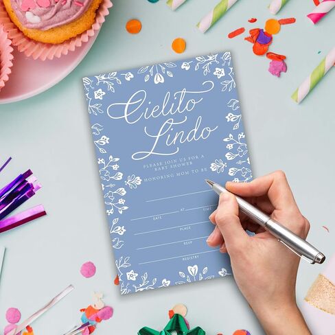 Cielito Lindo - دعوات استحمام الطفل الأزهار - 20 بطاقات دعوة 4 "× 6" مع 20 مغلفات - دعوات استحمام الطفل الأزهار. (123) in Saudi Arabia