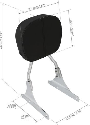 TCMT Detachable Low Backrest Sissy Bar Fit For Harley Heritage Softail Classic FLSTC 1988-2017 Fat Boy FLSTF 1990-2006 Springer Softail FXSTS 1988-2005 in Saudi Arabia