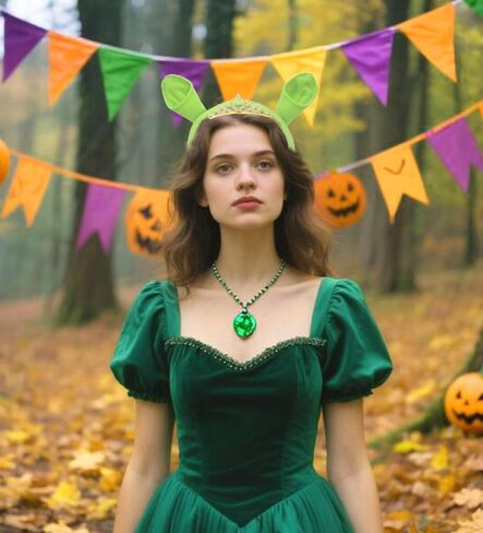 3Pcs Green Ears Headband Princess Crown Necklace Halloween Dress up Costume Accessories Set Women Cosplay Party Supplies in Saudi Arabia