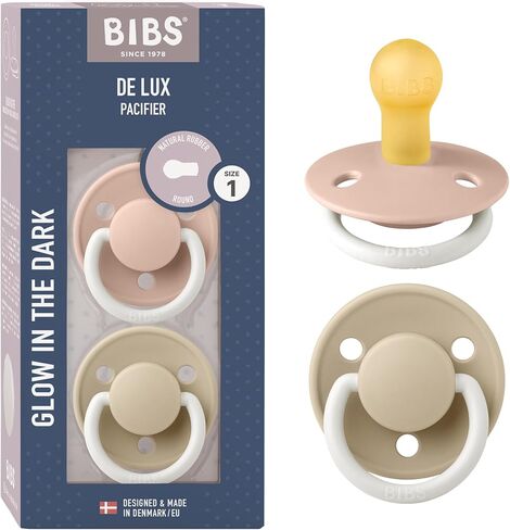 Pibs Pacifiers - De Lux Collection | BPA خالية من مصاصة الطفل | صنع في الدنمارك | مجموعة من 2 Cloud/Black Color Premium Soothers | حجم 0-6 أشهر in Saudi Arabia