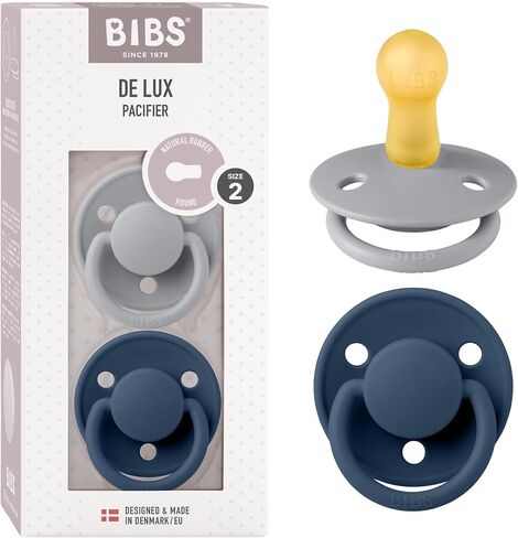 Pibs Pacifiers - De Lux Collection | BPA خالية من مصاصة الطفل | صنع في الدنمارك | مجموعة من 2 Cloud/Black Color Premium Soothers | حجم 0-6 أشهر in Saudi Arabia
