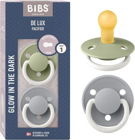 Pibs Pacifiers - De Lux Collection | BPA خالية من مصاصة الطفل | صنع في الدنمارك | مجموعة من 2 Cloud/Black Color Premium Soothers | حجم 0-6 أشهر in Saudi Arabia