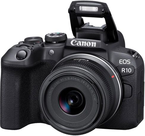 Canon EOS R10 Camera بدون مرآة مع عدسة RF-S 18-150 مم-مستشعر APS-C 24.2MP ، فيديو 4K 60P ، Pixel AF II ، تصميم ملائم للسفر (5331C016) + محول EF-EOS R + 64GB + أكثر in Saudi Arabia