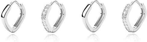 Small Double Hoop Huggie Earrings for Women, Trendy 14K Gold/Silver Plated Hypoallergenic Cubic Zirconia Small Hoop Earrings Jewelry in Saudi Arabia