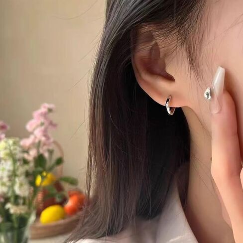 Small Double Hoop Huggie Earrings for Women, Trendy 14K Gold/Silver Plated Hypoallergenic Cubic Zirconia Small Hoop Earrings Jewelry in Saudi Arabia