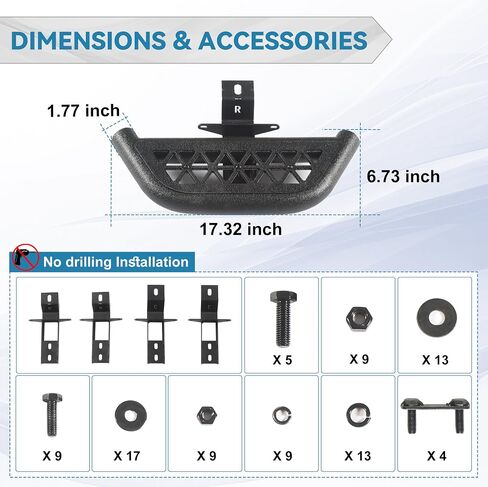 Side Steps Fit for Jeep Wrangler JK 4 Doors 2007 2008 2009 2010 2011 2012 2013 2014 2015 2016 2017 2018 Heavy Duty Carbon Steel Running Boards Anti-Slip Small Pedals 6.7 Inches Wide Steps in Saudi Arabia