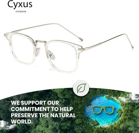 Cyxus TR90 + نظارات الضوء الأزرق المعدنية للنساء والرجال إطار كبير مربع للكمبيوتر موضة مضادة للوهج 8235 in Saudi Arabia