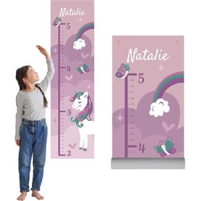 Prints Next Day – Custom Unicorn Growth Chart for Girls – 12" x 43.5" Wall Height Chart – Personalized with Name – Princess Room & Nursery Decor – Birthday – PVC-Free – Printed in USA in Saudi Arabia