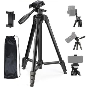 NEEWER BASICS Camera Tripod, 71'' Tripod with Cell Phone Holder Mount Compatible with iPhone for Video Recording, Professional Aluminum Lightweight Portable Travel Stand with 3 Way Pan Tilt Head, TP55 in Kuwait