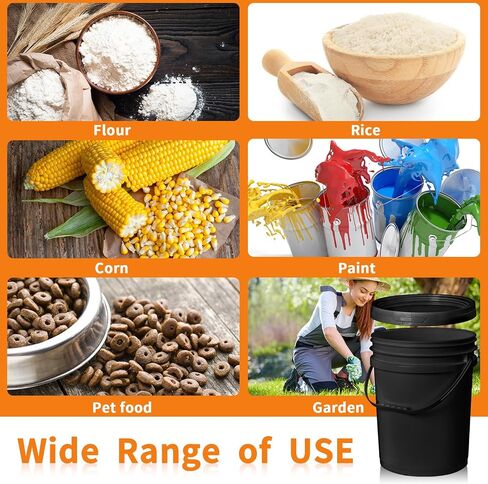 6 Pcs 5 Gallon Plastic Pail Lid 5 Gallon Bucket Lid for 3.5, 5, 6, and 7 Gal Buckets with 2 Plastic Bucket Lid Opener Industrial Can Opener for Home Industrial Use, Food Storage Container in Kuwait