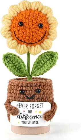 Positive Sunflower Doll Crochet with Card - This is A Little Reminder - Appreciation Gift for Coworker, Best Friend, Teacher, Sister, Mom ， Christmas, Birthday, Thank You Gift for Women Men in Kuwait