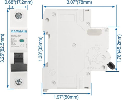 Baomain قطاع دارة مصغر DZ47-63 C40 AC 230V 400V 40Amp 1 Pole DIN Rail Mounting in Saudi Arabia