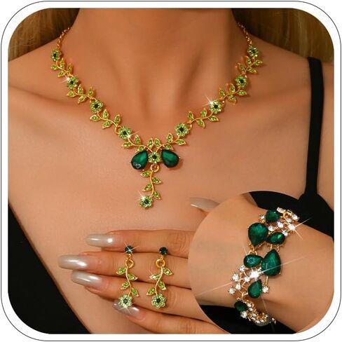 CSIYANJRY99 Silver Prom Jewelry Set Gold Wedding Jewelry Sets for Brides Necklace and Earring Bracelet Rhinestone Prom Party Costume Accessorie in Saudi Arabia