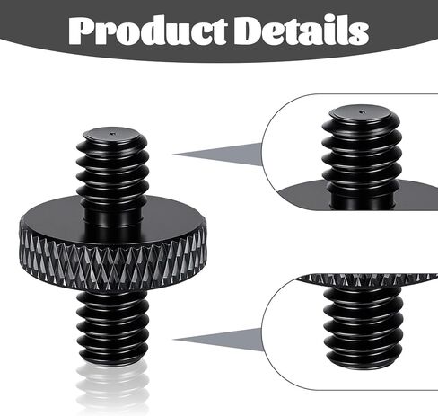 1/4" Male to 1/4" Male Threaded Tripod Screw, Double Head Stud Standard Mounting Thread Converter for Shoulder Rig Tripod Black in Kuwait