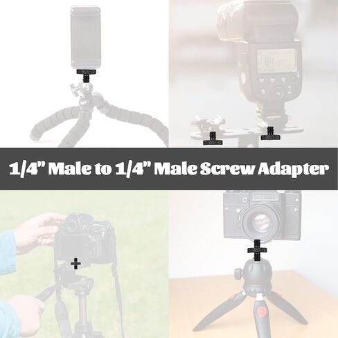 1/4" Male to 1/4" Male Threaded Tripod Screw, Double Head Stud Standard Mounting Thread Converter for Shoulder Rig Tripod Black in Kuwait