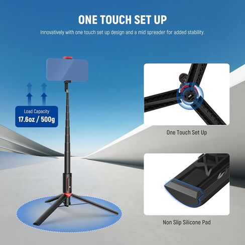 NEEWER Basics PA991 Selfie Stick Tripod Compatible with iPhone Samsung Android, 57.9 Inch Metal Portable Lightweight Travel Mobile Phone Stand with Holder & Remote Control for Video Recording in Saudi Arabia