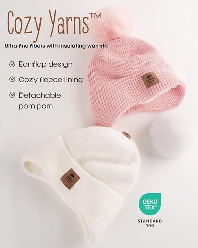 FURTALK Toddler Winter Hat Baby Pom Pom Beanie Boys Girls Kids Knitted Fleece Lined Cap in Saudi Arabia