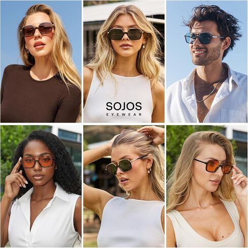 نظارات شمسية عصرية من SOJOS للنساء والرجال مستقطبة بتصميم مربع Y2K نظارات شمسية كبيرة الحجم SJ2659 in Saudi Arabia