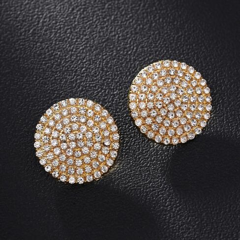 Large Round Rhinestone Stud Earrings Elegant Circle Simple Crystal Formal Jewelry For Women Evening Wear in Kuwait