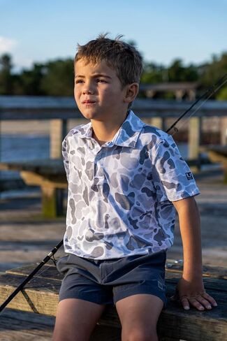 HUK Next Level Camp 5" Performance Fishing Shorts, Lightweight, Quick-Dry, Elastic Waistband for Kids in Kuwait
