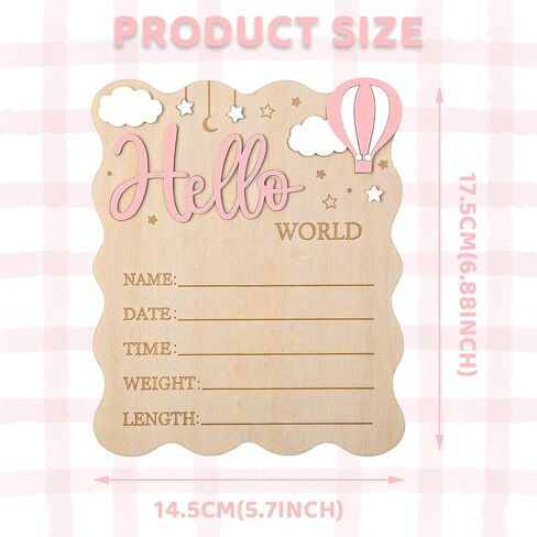Baby Announcement Sign,Wooden Hello World Newborn Signs Birth Announcement Sign and Pen for Baby Shower Hospital Nursery Newborn Boys and Girls (Blue) in Saudi Arabia