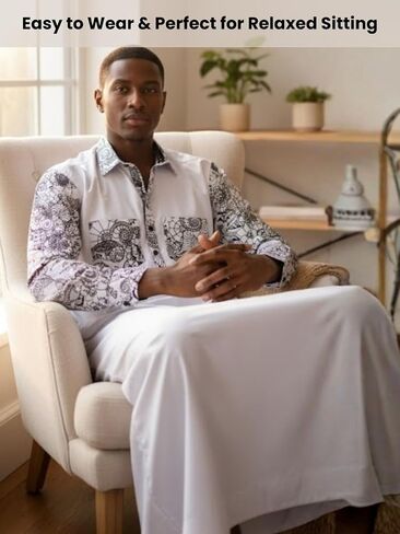 Men’s Thobe – Urban Printed Thobe for Men - Long Sleeve Islamic Robe - Kaftan for Eid, Prayer, Ramadan & Casual Outfits in Saudi Arabia