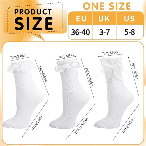 Jspupifip 6 Pairs Lace Ruffle Crew Socks for Women, Cotton Cute Princess Ankle Dress Lace Socks for Women Girls in Saudi Arabia