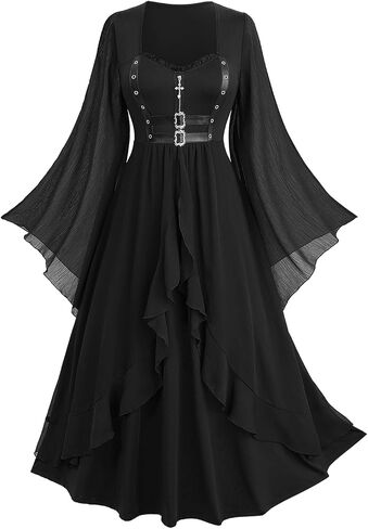 ROSE GAL Rosegal Plus Size Women Renaissance Costume Victorian Medieval Fairy Bell Sleeves Irish Halloween Cosplay Dress in Saudi Arabia