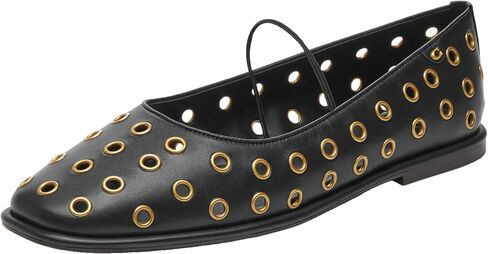 حذاء نسائي من Coach Emilia Mary Jane مع Tea Rose Flat، فحمي/أسود، 6.5 in Saudi Arabia