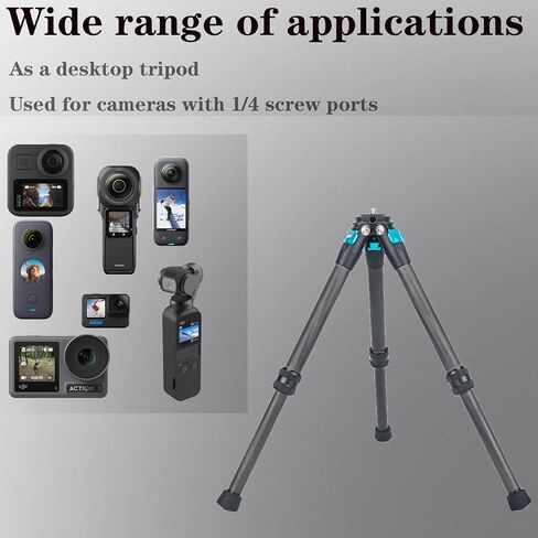 Carbon Fiber mini Tripod for Insta360 Insta 360 x5 x4 x3 x2 x, for DJI OSMO 360 Action 3 4 5, for GoPro Ultra Light Mini Stand with 3-Angle Adjustments, Aluminum Lock (Dark Black) in Saudi Arabia
