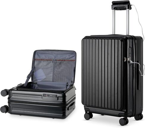 حقيبة حمل مقاس 20 بوصة مع منفذ USB وقفل TSA، حقيبة قابلة للتوسيع على متن الطائرة معتمدة من شركة الطيران، حقيبة متينة وخفيفة الوزن من الجانب الصلب، يمكن حملها أثناء السفر بعجلات دوارة مزدوجة 360 درجة in Saudi Arabia