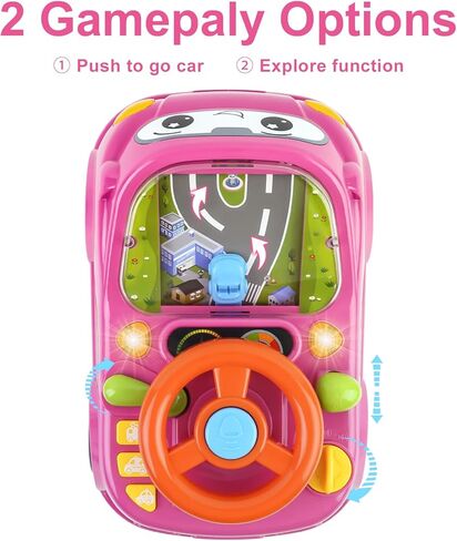 Toddler Learning Toys for 1 2 3 Year Old Boy Gifts, Baby Musical Car Adventure Toy with Steering Wheel, Sound & Light, Simulated Steering Wheel Toy Racing Driving Car for Toddler 1-3 (Blue) in Kuwait