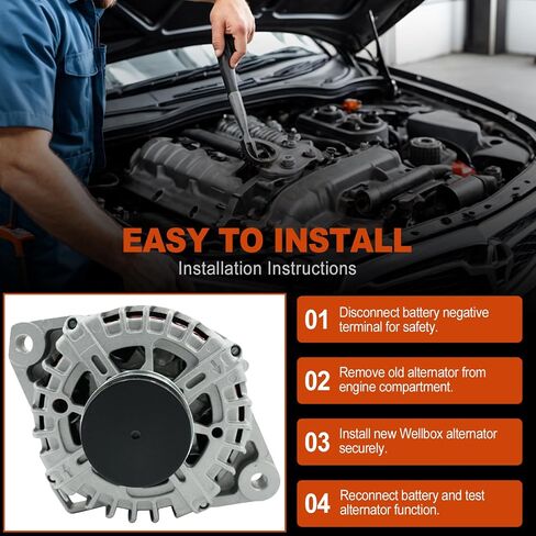 Alternator 12V 125A CW Rotation 6-Groove Clutch Pulley compatible with 2014 2015 2016 2017 2018 2019 Toyota Corolla L4 1.8L Replaces OE 27060-0T240 104211-3300 104211-3303 104211-3301 849150 in Kuwait