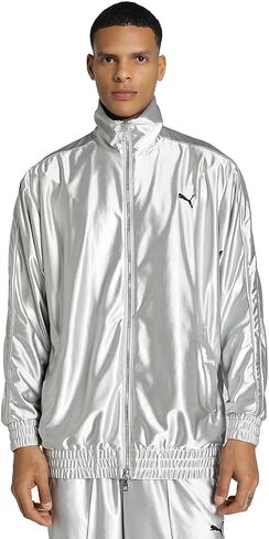 PUMA Mens T7 Oversized Metallic Athletic Outerwear Casual - Grey - Size S in Saudi Arabia