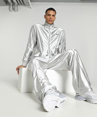 PUMA Mens T7 Oversized Metallic Athletic Outerwear Casual - Grey - Size S in Saudi Arabia