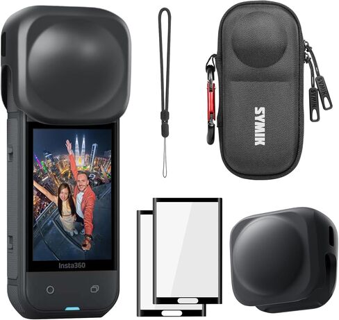 SYMIK Capsule Case for Insta360 X5 / X4 (for Original Lens Cap), Anti-water Splash, Anti-shock, Portable Travel Bag w/Carabiner, Protective Storage Nylon Carrying Case for Insta 360 X5 X4 Accessories in Kuwait