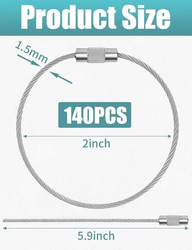 70Pcs Key Chain Rings, 6 Inch Steel Wire Keychain Cable with Loops in Kuwait