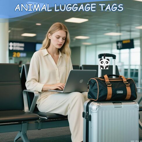 4 Pieces Cute Luggage Tags,Unique Funny Animal Silicone Tag,Brown Luggage Decoration for Teenager, Adult, Women, Suitcase Cartoon Decoration, Travel Bag Recognizer Personalized Label in Kuwait