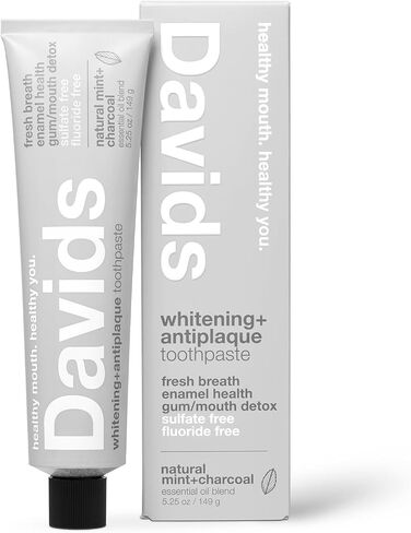 Davids Natural Toothpaste for Kids & Adults, Strawberry & Watermelon, Flouride Free, SLS Free, Antiplaque, Gentle Teeth Whitening, Toothpaste Squeezer Included, Recyclable Metal Tube, 5.25oz in Saudi Arabia