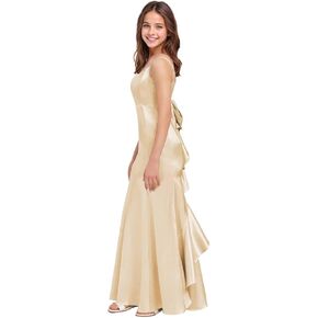 dideyttawl حورية البحر فستان وصيفة العروس جونيور الخامس الرقبة تمتد الساتان الكشكشة القوس زهرة فتاة فستان 2522 in Kuwait