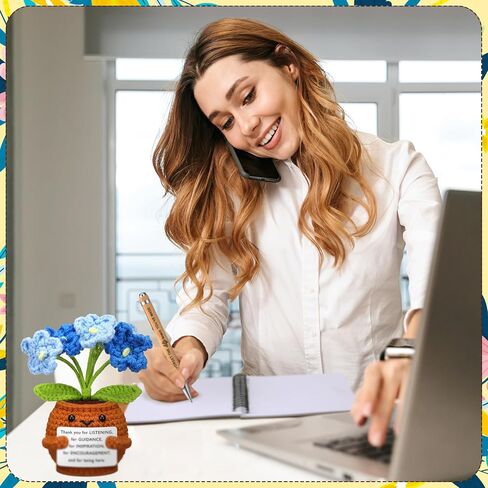 6 Set Employee Appreciation Gifts Bulk Housekeeping Week Gifts, Positive Doll Crochet with Card Inspirational Journals with Retractable Bamboo Pens Thank You Keychains for Staff(Sunflower) in Saudi Arabia