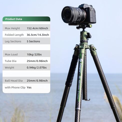 FOTOPRO 62 بوصة ترايبود ألياف الكربون للكاميرا كاميرا سفر الكاميرا ترايبود ترايبود كحد أقصى. in Saudi Arabia