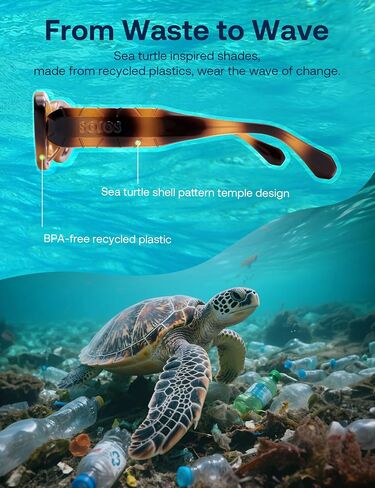 SOJOS Ocean Collection Retro Oval Polarized Sunglasses for Women Men Vintage Recycled Plastic Frame Eco-Friendly, Sunlight in Saudi Arabia