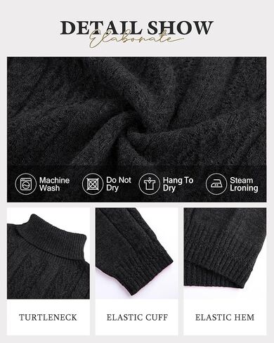 Gaharu Cable Knit Sweaters Turtleneck Pullover Mini Sweater Dress in Kuwait